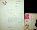 Lettre autographe sign&eacute;e &agrave; l'&eacute;crivain L&eacute;o Larguier. Jean Ajalbert (1863-1947), &eacute;crivain, membre de l'Acad&eacute;mie Goncourt. 