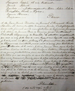 Duel avec Jean Jaurès - Lettre autographe signée + manuscrit. [Jean Jaurès] Paul Déroulède (1846-1914), poète, écrivain, homme politique, député de la ...