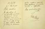 Lettre autographe sign&eacute;e. Jules Ch&eacute;ret (1836-1932), peintre, affichiste, lithographe. 