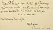 Carte autographe sign&eacute;e. Pascal Dagnan-Bouveret (1852-1929), peintre, second prix de Rome 1876. 