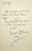 Lettre autographe sign&eacute;e. Fran&ccedil;ois Copp&eacute;e (1841-1908), po&egrave;te, &eacute;crivain.