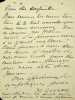 Lettre autographe sign&eacute;e. Henri Gervex (1852-1929), peintre.