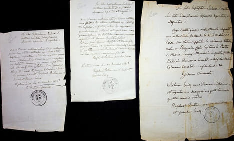 Pièce autographe signée (lot de 3). [Corse, Evisa] Raphael Battini (XIXe), prêtre, curé d'Evisa de 1861 à 1887. 