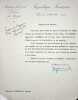 Lettre sign&eacute;e. Albert Peyronnet (1862-1958), homme politique, s&eacute;nateur, ministre ; Aim&eacute; Tranchand (1880-1947), homme politique, d&eacute;put&eacute; de la Vienne. 