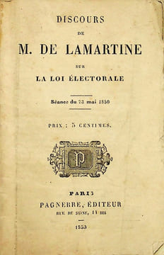 Discours de M. de Lamartine sur la loi électorale - Séance du 23 mai 1850. . Alphonse de Lamartine
