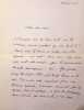Lettre autographe sign&eacute;e &agrave; Maurice de Fleury. Henri Lavedan (1859-1940), &eacute;crivain, journaliste, membre de l'Acad&eacute;mie fran&ccedil;aise.