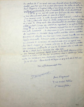 Lettre autographe signée à René Maublanc. Jean Hugonnot (1897-1982), professeur, résitant, militant communiste.