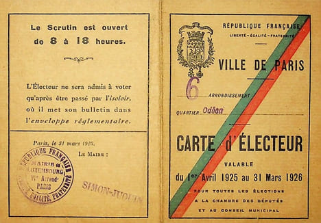 Pièce signée : Carte d'électeur. René Maublanc (1891-1960), philosophe, écrivain, antifasciste. 