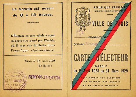 Pièce signée : Carte d'électeur. René Maublanc (1891-1960), philosophe, écrivain, antifasciste. 