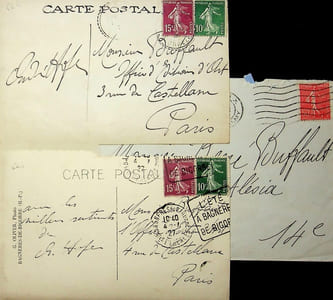 Lettre autographe signée (lot de 2) avec aquarelle originale