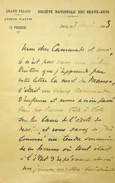 Lettre autographe signée. Charles Durant dit Carolus-Duran (1837-1917), peintre, sculpteur.