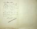 Lettre autographe sign&eacute;e. Charles Durant dit Carolus-Duran (1837-1917), peintre, sculpteur.
