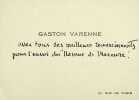 Carte autographe. Gaston Varenne (1872-1949), peintre, graveur, &eacute;crivain. 