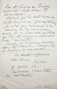 Lettre autographe signée à Jean Galtier Boissière