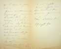Lettre autographe sign&eacute;e. Lucien Doucet (1856-1895), peintre, grand prix de Rome 1880. 