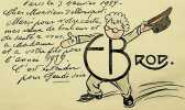 Carte autographe sign&eacute;e avec dessin. Ernesto Brod (XXe), artiste, illustrateur, actif dans la premi&egrave;re moiti&eacute; du XXe si&egrave;cle. 