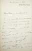 Lettre autographe sign&eacute;e. Paul Baudry (1828-1886), peintre. 
