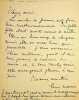Lettre autographe sign&eacute;e &agrave; Georges Montorgueil. Louis Morin (1855-1938), peintre, caricaturiste, illustrateur. 