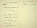 Lettre autographe sign&eacute;e &agrave; Paul Hervieu. Ernest Ange Duez (1843-1896), peintre, graveur, illustrateur. 