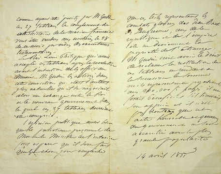 Lettre autographe signée au peintre Frédéric Bourgeois de Mercey. Théodore Gudin (1802-1880), peintre, premier titulaire du titre de peintre officiel ...