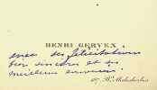 Carte autographe. Henri Gervex (1852-1929), peintre. 