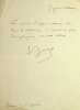Lettre autographe sign&eacute;e. Pierre Vignal (1855-1925), peintre. 