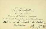 Carte autographe sign&eacute;e. Jules Herbette (1839-1901), diplomate, conseiller d'&eacute;tat. 