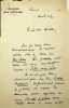 Lettre autographe sign&eacute;e au baron de Vaux. Elz&eacute;ard Rougier (1857-1926), po&egrave;te, peintre, &eacute;crivain. 