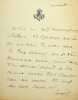 Lettre autographe sign&eacute;e. Andr&eacute; Lemoyne (1822-1907), po&egrave;te, &eacute;crivain. 