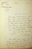 Lettre autographe sign&eacute;e &agrave; Jules Castagnary. Andr&eacute; Lemoyne (1822-1907), po&egrave;te, &eacute;crivain. 