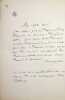 Lettre autographe sign&eacute;e &agrave; Jules Castagnary. Andr&eacute; Lemoyne (1822-1907), po&egrave;te, &eacute;crivain. 