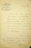Lettre autographe sign&eacute;e. Andr&eacute; Lemoyne (1822-1907), po&egrave;te, &eacute;crivain. 