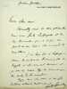 Lettre autographe sign&eacute;e. Gustave Guiches (1860-1935), &eacute;crivain. 