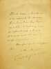 Lettre autographe sign&eacute;e. Camille de Sainte-Croix (1859-1915), &eacute;crivain, journaliste. 