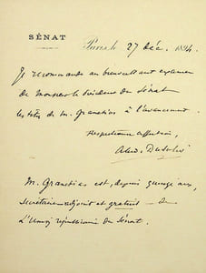 Lettre autographe signée à Paul Challemel-Lacour