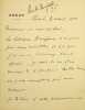 Lettre autographe sign&eacute;e. Alcide Dusolier (1836-1918), &eacute;crivain, homme politique, d&eacute;put&eacute; et s&eacute;nateur de Dordogne, secr&eacute;taire de L&eacute;on Gambetta en 1870. ...