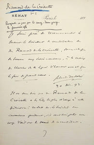 Lettre autographe signée à Paul Challemel-Lacour