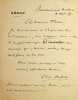 Lettre autographe sign&eacute;e. Alcide Dusolier (1836-1918), &eacute;crivain, homme politique, d&eacute;put&eacute; et s&eacute;nateur de Dordogne, secr&eacute;taire de L&eacute;on Gambetta en 1870. ...