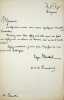 Lettre autographe sign&eacute;e &agrave; l'&eacute;diteur Henri Launette. Edgar Monteil (1845-1921), &eacute;crivain, homme politique, communard, franc-ma&ccedil;on. 