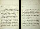 Lettre autographe sign&eacute;e &agrave; Henri d'Ideville (lot de 2). Elise Veuillot (1825-1911), journaliste, plus jeune soeur de Louis Veuillot (1813-1883). 