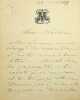Lettre autographe sign&eacute;e &agrave; Ad&egrave;le Toussaint-Samson. Louis Jacolliot (1837-1890), &eacute;crivain, indianiste, premier &agrave; parler d'Asgartha. 