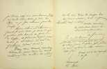 Lettre autographe sign&eacute;e. Hector de Saint Maur (1808-1879), po&egrave;te, ami de Jules Barbey d'Aurevilly. 