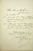 Lettre autographe sign&eacute;e + long po&egrave;me autographe. Hector de Saint Maur (1808-1879), po&egrave;te, ami de Jules Barbey d'Aurevilly. 