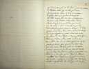 Lettre autographe sign&eacute;e + long po&egrave;me autographe. Hector de Saint Maur (1808-1879), po&egrave;te, ami de Jules Barbey d'Aurevilly. 