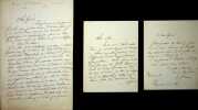 Lettre autographe sign&eacute;e (lot de 3). Hector de Saint Maur (1808-1879), po&egrave;te, ami de Jules Barbey d'Aurevilly. 