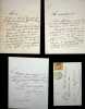 Lettre autographe sign&eacute;e (lot de 3). Hector de Saint Maur (1808-1879), po&egrave;te, ami de Jules Barbey d'Aurevilly. 