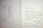 Lettre autographe sign&eacute;e. Michel Masson (1800-1883), &eacute;crivain, journaliste. 