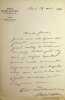 Lettre autographe sign&eacute;e &agrave; Edouard Fournier. Michel Masson (1800-1883), &eacute;crivain, journaliste. 