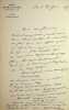Lettre autographe sign&eacute;e &agrave; Edouard Fournier. Michel Masson (1800-1883), &eacute;crivain, journaliste. 