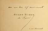 Carte autographe. Jules Huret (1863-1915), &eacute;crivain, journaliste. 